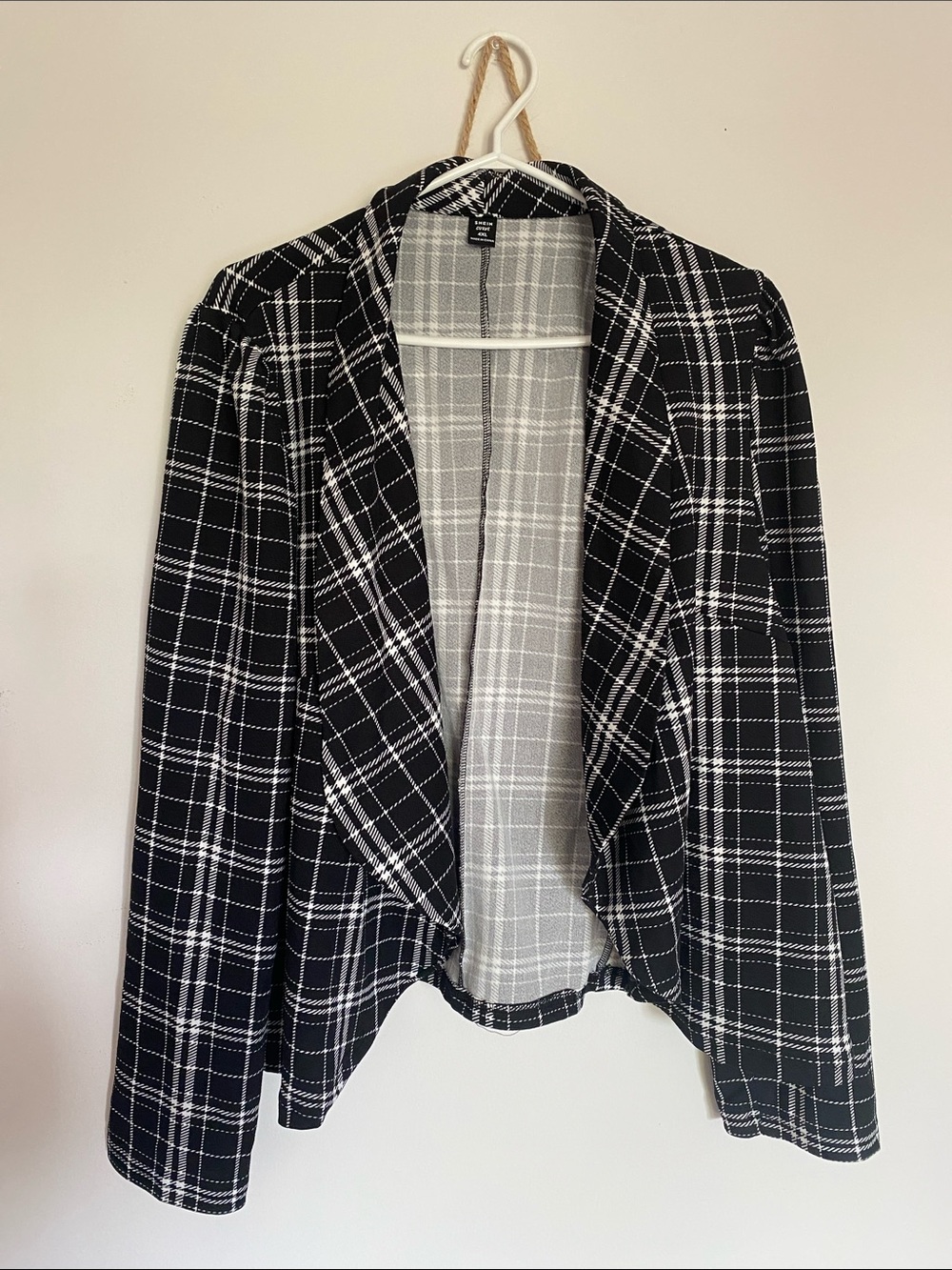 New🌈 SHEIN Plaid Jacket Open-Front Blazer Ladies Clothes Plus Size
